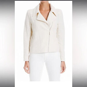 JACK by BB Dakota Women’s Textured Knit Moto Zip Up Jacket Creme Casual Size S
